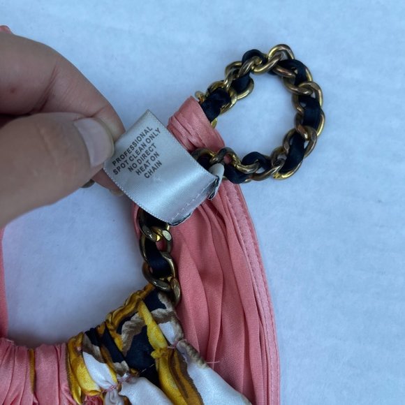 Cache Pink Silk Scarf Tie & Chain Halter Top L - Picture 3 of 6